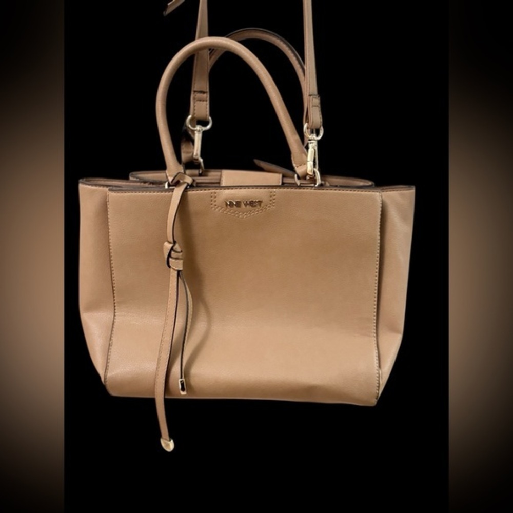 Nine West Shoulder Bag Purse Tan Faux Leather Small Flaws